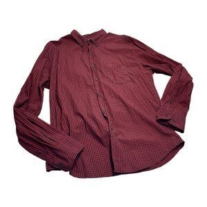 Luke & Dutch Shirt Men's XL Red Black Check 100% Cotton Long Sleeve Button-Down
